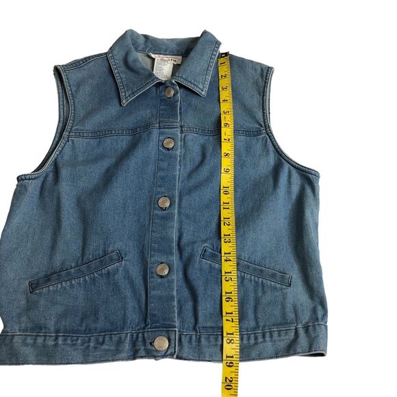 Vintage Talbots Vest Womens Small Blue Denim Button Front Cotton Spandex Pockets - Picture 14 of 15